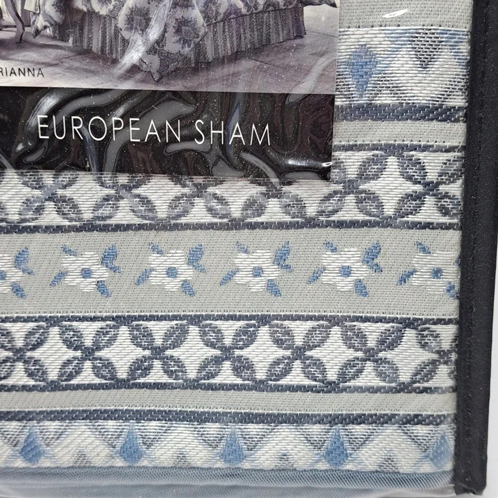 NEW‎ J Queen New York Brianna European Sham 26x26 Blue Jacquard Paisley Damask